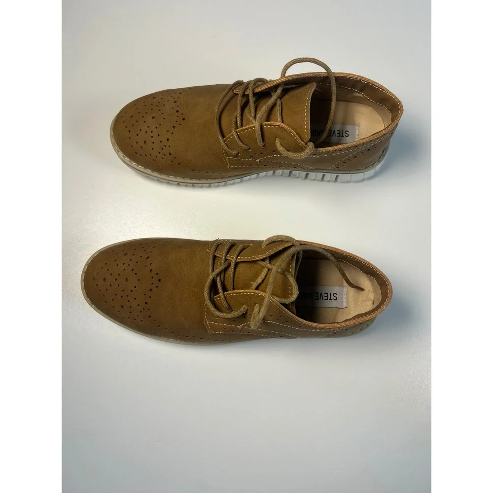 Steve Madden Kids Brown Faux‎ Leather Lace Up Oxford Dress ShoesSz 4 unisex